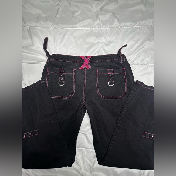 🎀 TRIPP NYC 🎀 BLACK PINK RAVE CHAIN STRAP PANTS - Picture 5 of 7
